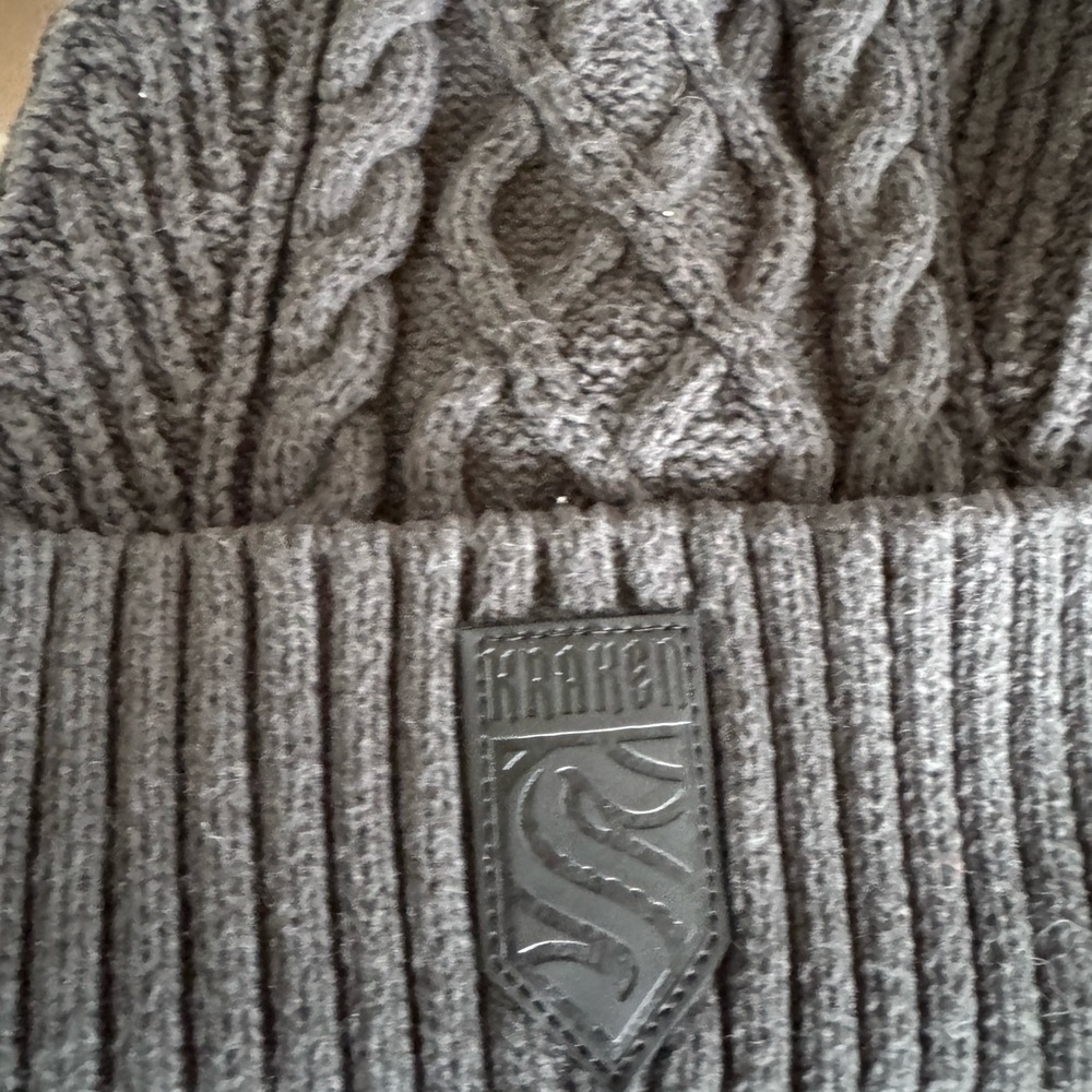 Charcoal Cable Knit Beanie by [Brand] - Picture 2 of 2